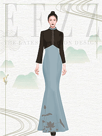 徽派文化主題酒店員工服裝設(shè)計效果圖