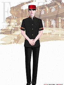 星級酒店大堂門童制服原創(chuàng)設(shè)計手稿圖