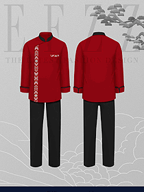 紅色新款廚師服長(zhǎng)袖上衣秋冬季裝餐飲酒店廚房工作服