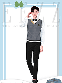 毛衣背心針織學(xué)院風(fēng)馬甲襯衫套裝男初中學(xué)生校服V領(lǐng)馬夾制服設(shè)計