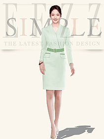 女職業(yè)套裝免燙高端通勤蘋果綠連衣裙英倫商務(wù)正裝