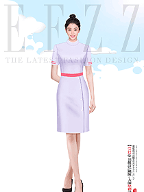 女夏季短袖美容院接待空姐制服設(shè)計(jì)效果圖