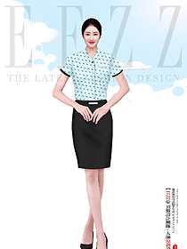 夏天套裝酒店空姐制服V領(lǐng)襯衫款工作服裝