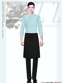 夏季中餐廳男服務員制服定制款