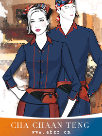 餐飲茶樓快餐店服務(wù)員工作服定制手繪系列設(shè)計方案