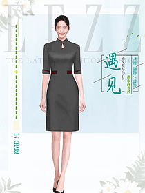 夏季新款氣質(zhì)OL通勤裝職場中長款連衣裙