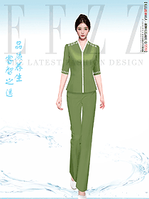 水療spa美容技師墨綠色系工作服套裝