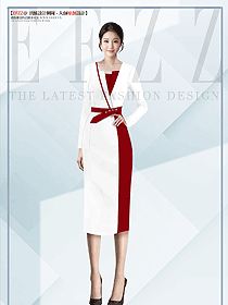 高級(jí)感西裝連衣裙女秋季米白拼色職業(yè)裝