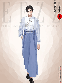 漢服男明制圓領(lǐng)袍白 繡花織鳥中國風(fēng)