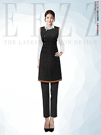 星級(jí)酒店中餐廳女服務(wù)員千鳥(niǎo)格制服款式定制設(shè)計(jì)圖