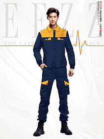 定制款夏季薄款工作服長袖套裝男