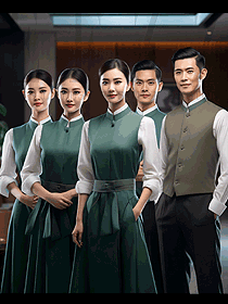 酒店餐飲部高貴素雅綠色系工作服定制設(shè)計圖