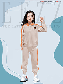 統(tǒng)一學校運動服長袖體恤衫套裝手繪圖