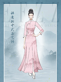 原創(chuàng)手繪定制設計現(xiàn)代大圓襟女士旗袍案例