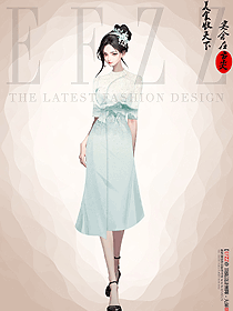 江門特色酒店中式餐飲山水畫女服務(wù)員服裝設(shè)計圖