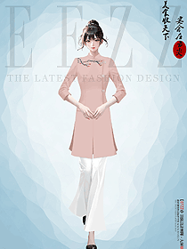 國風(fēng)時尚酒店中餐服務(wù)員套裝立領(lǐng)盤扣旗袍上衣