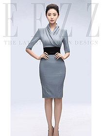 假兩件短袖職業(yè)連衣裙女夏新款圖