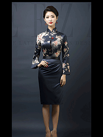 秋季新款國風復(fù)古立領(lǐng)暗門襟女裝兩件套