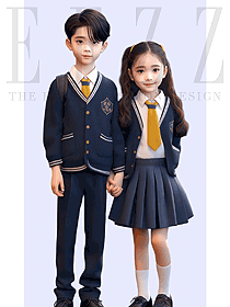 藏藍色毛衣套裝男女生兒童針織開衫校服定制款