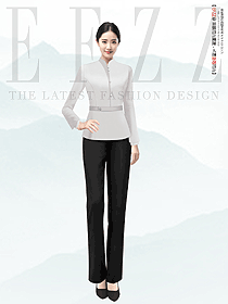 高端新中式餐飲服務(wù)員長(zhǎng)袖秋冬季制服定制設(shè)計(jì)