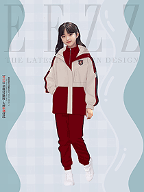 兒童沖鋒衣校服紅色女童小學生班服