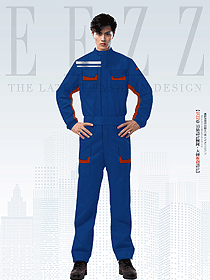 藍(lán)色反光衣連體男工廠車間勞保廠服定制