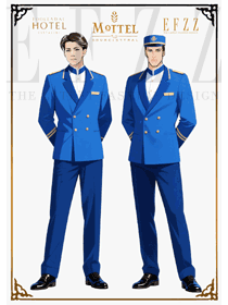 寶藍(lán)立領(lǐng)：星級(jí)酒店行李生工作服的禮儀著裝設(shè)計(jì)