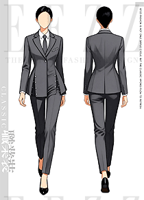 「灰調(diào)經(jīng)典」原創(chuàng)手繪胸袋飾條單排扣職業(yè)西裝設(shè)計(jì)方案