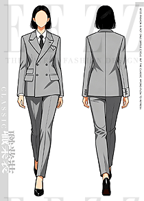 霧灰色原創(chuàng)定制女式春秋西裝，雙排扣里的個(gè)性設(shè)計(jì)