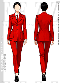 正紅色的極簡(jiǎn)高級(jí)感｜原創(chuàng)定制女式春秋職業(yè)西裝設(shè)計(jì)案例