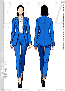 利落線(xiàn)條的職場(chǎng)宣言｜寶藍(lán)色原創(chuàng)定制女式春秋西裝手繪方案