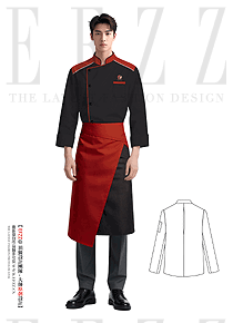 藏青撞黑廚師服定制設計方案｜竹紋暗紋刺繡升級后廚工裝質感