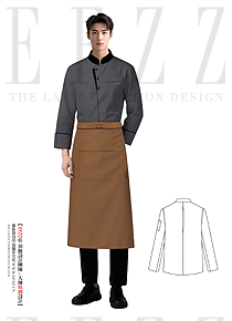 新派中餐廚師服原創(chuàng)方案｜深灰基底咖色撞色兼顧文化底蘊與實操機能