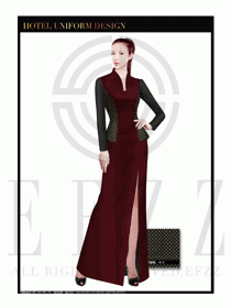 酒店中餐廳迎賓制服設計圖701