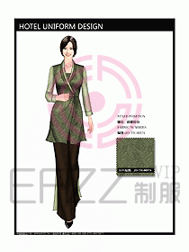 酒店中餐服務(wù)員制服效果圖1151