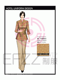 酒店中餐服務員制服效果圖1166