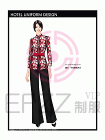 酒店中餐服務(wù)員制服設(shè)計效果圖1198