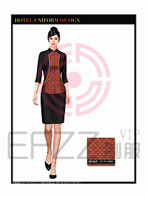 中餐服務員酒店制服設計圖1303