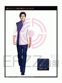 中餐服務(wù)員酒店制服設(shè)計(jì)圖1306